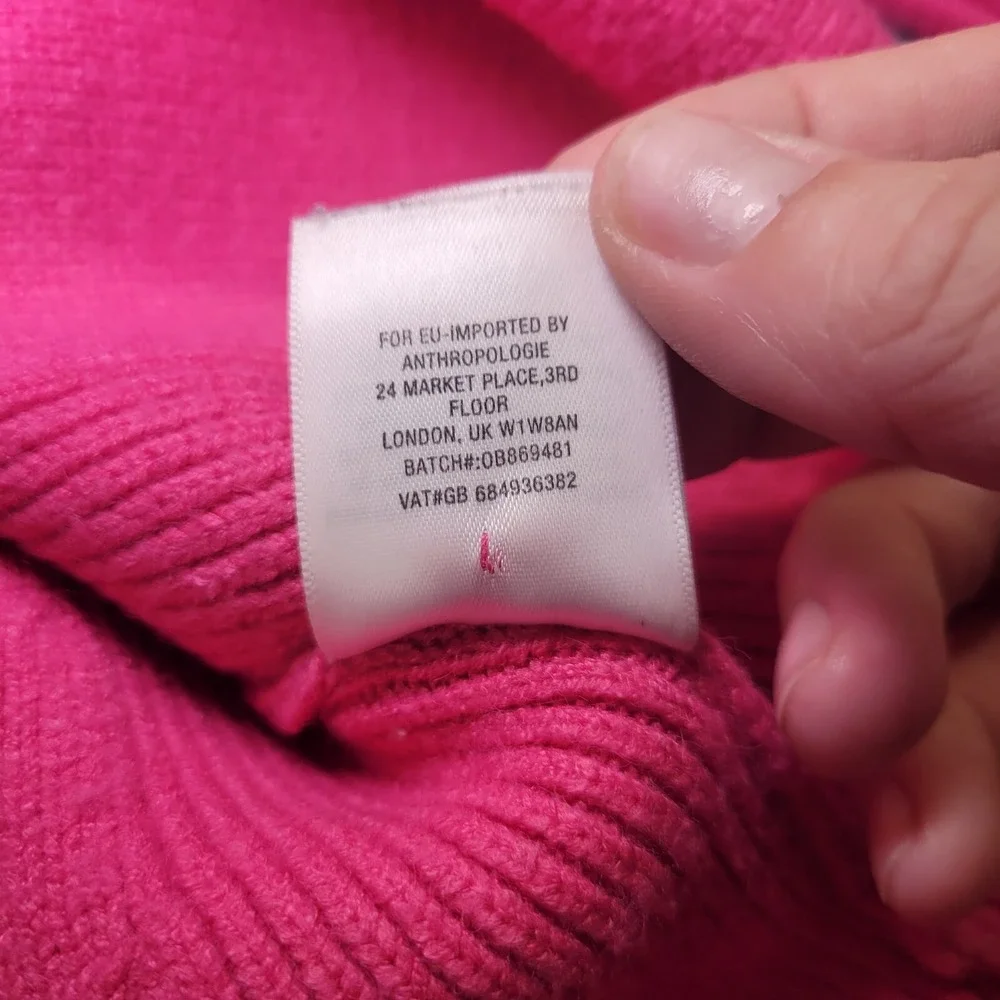 Moth Anthropologie‎ Pink Cowl Neck Sweater XS Curved Hem Pullover O